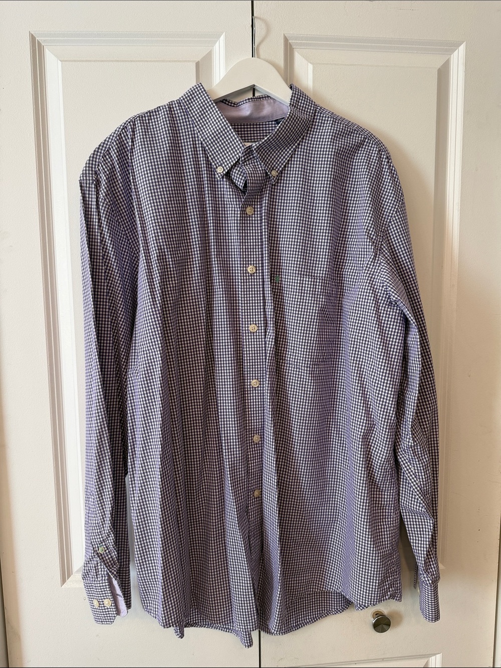Izod Navy and White Check Button-Down Shirt